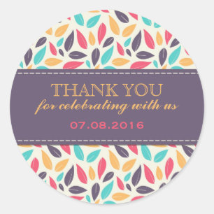 Pegatina Redonda Caer hojas patrón matrimonio Pegatinas a favor