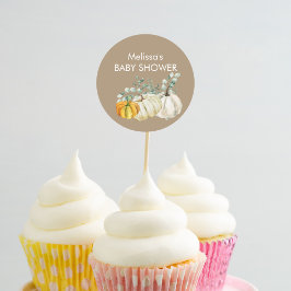 Pegatina Redonda Caer naranja blanco calabaza verde adorno de bizco