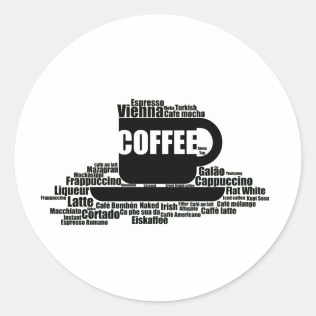 Pegatina Redonda Café (Anverso)