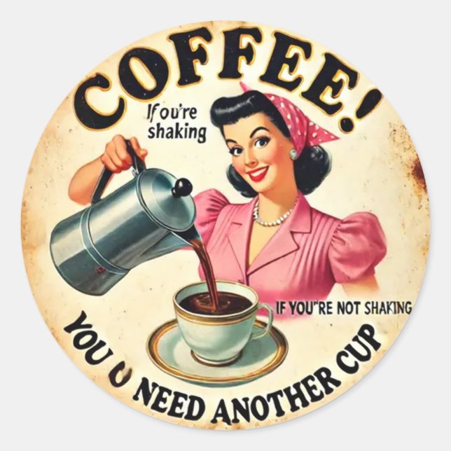 Pegatina Redonda ¡Café! (Anverso)