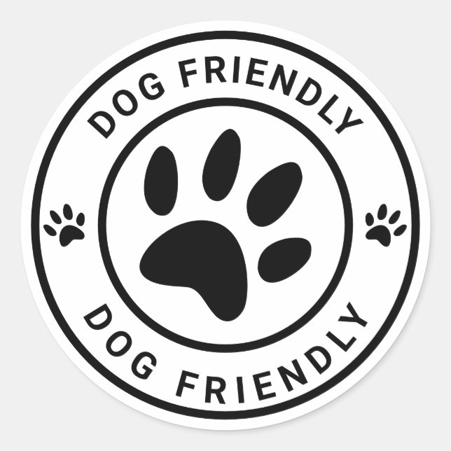 Pegatina Redonda Café amigable con perros bienvenidos (Anverso)