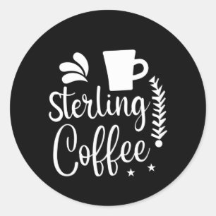 Pegatina Redonda Café Art Sterling