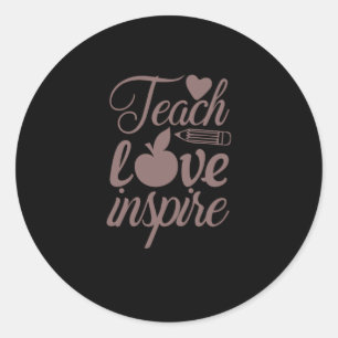 Pegatina Redonda Café Art Teach Love Inspire