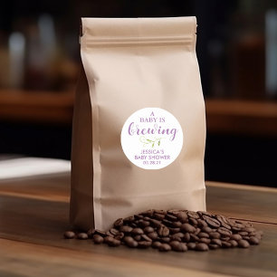 Pegatina Redonda Café Baby Shower Greenery Favor