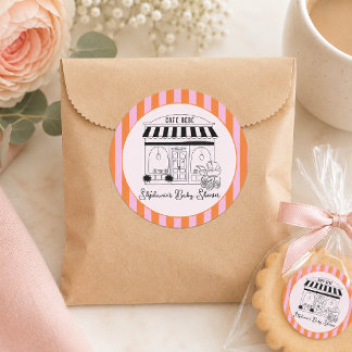Pegatina Redonda Café Baby Shower | Paris Café | Café Bébé