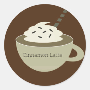 Pegatina Redonda Café Bar Cup Latte Business