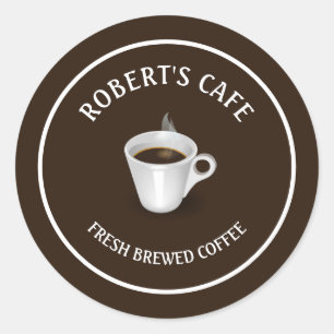 Pegatina Redonda Café Barista Cafe Personalizado 3"