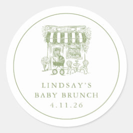 Pegatina Redonda Cafe Bebe Baby Brunch Sticker