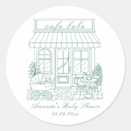 Pegatina Redonda Cafe Bebe Bienvenida Baby Shower