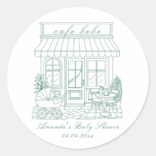 Pegatina Redonda Cafe Bebe Bienvenida Baby Shower