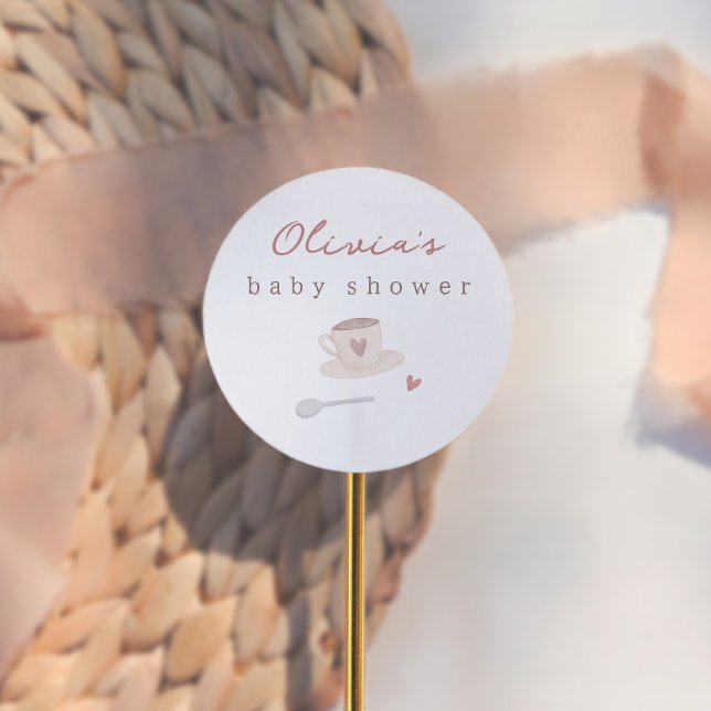 Pegatina Redonda Cafe Bebe Watercolor Baby Shower Thank You (Subido por el creador)