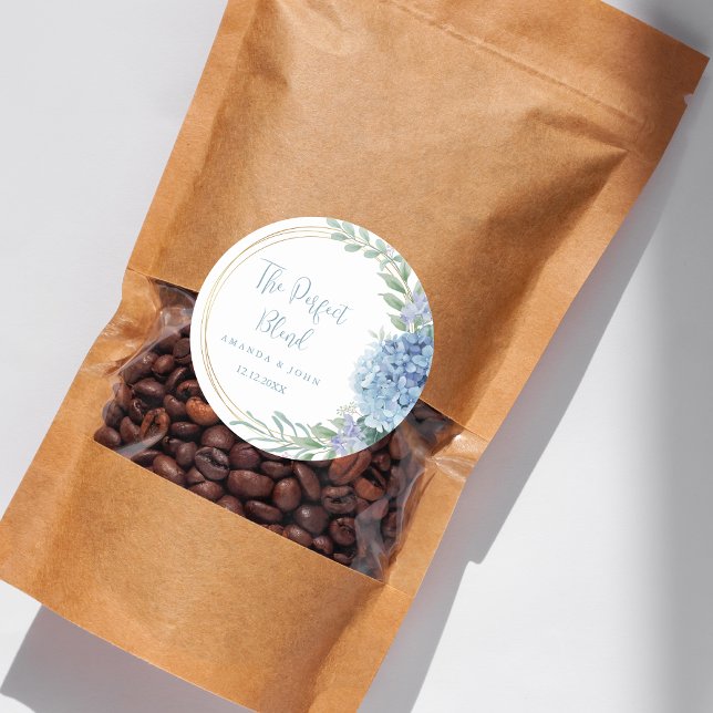 Pegatina Redonda Café Boda de Flor Azul de mezcla perfecta (Subido por el creador)