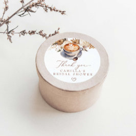 Pegatina Redonda Café Boho Bridal Shower