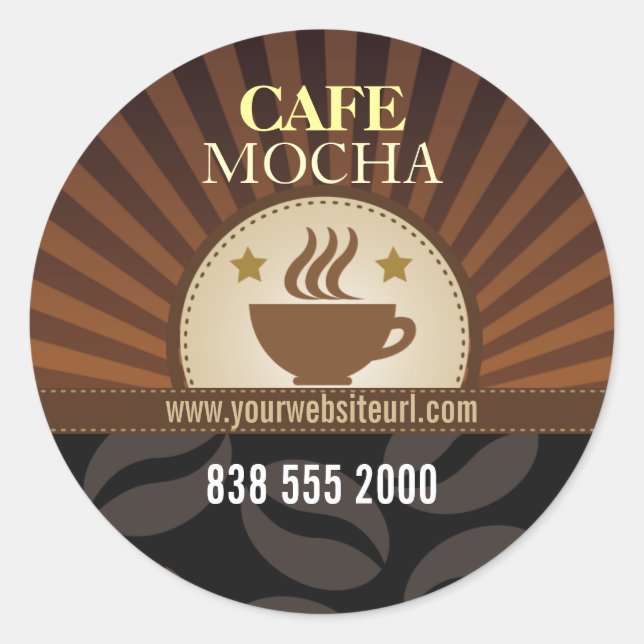 Pegatina Redonda Café Burst Cafe (Anverso)