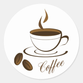 Pegatina Redonda Cafe Café caliente Café Mug Café