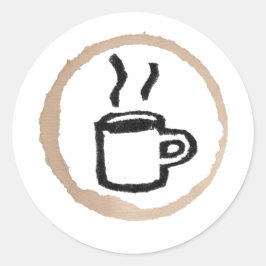 Pegatina Redonda Café Caluroso/Taza De Café