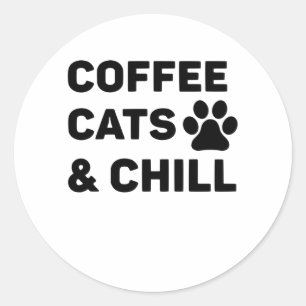 Pegatina Redonda Café Cats & Chill