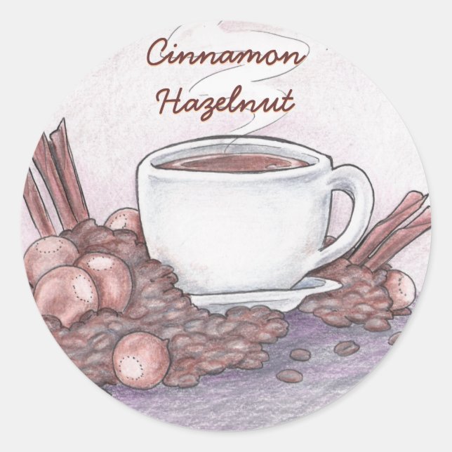 Pegatina Redonda Café Cinnamon Hazelnut (Anverso)