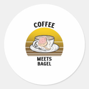 Pegatina Redonda Café con bagel