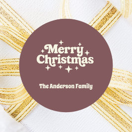 Pegatina Redonda Café crema marrón Feliz Navidad