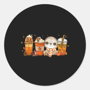 Pegatina Redonda Café de especias de calabaza espuma suave otoño