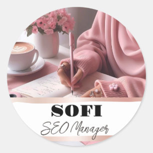 Pegatina Redonda Café de Instagram de Seo Social Media Manager