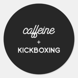 Pegatina Redonda Café de Kickboxing Entrenamiento de Kick Boxing