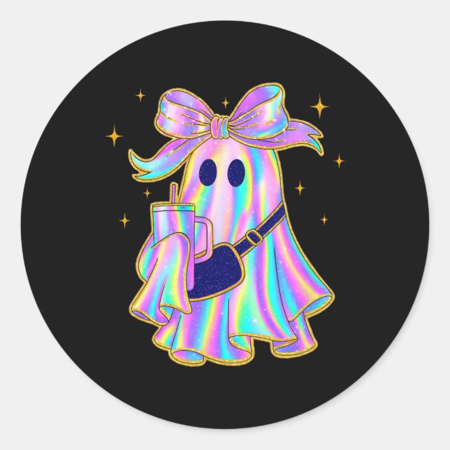 Pegatina Redonda Café de la moda de la camiseta fantasma Tumbler Pa (Anverso)