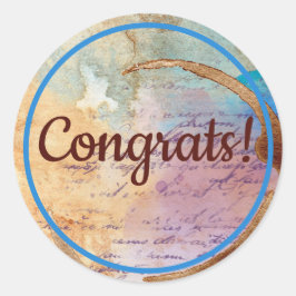 Pegatina Redonda Café de medios mixtos Stain Junk Journal Felicitac