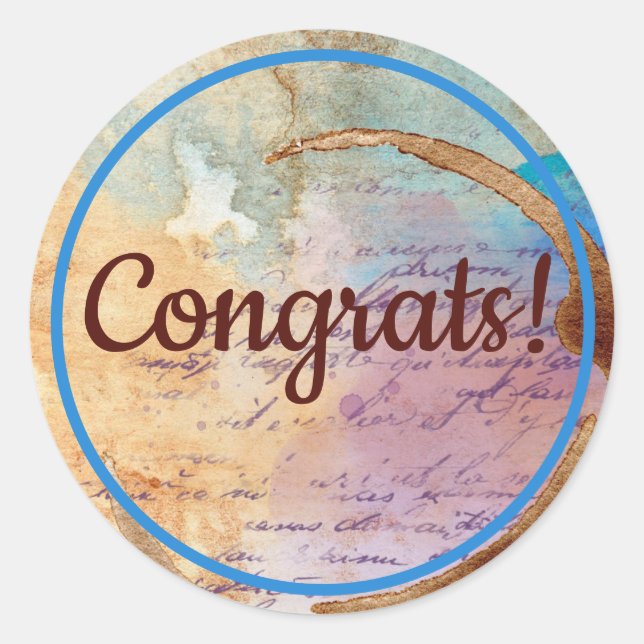 Pegatina Redonda Café de medios mixtos Stain Junk Journal Felicitac (Anverso)