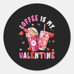 Pegatina Redonda Café de Mujeres es mi corazón de San Valentín coin
