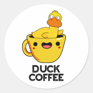 Pegatina Redonda Café de pato Gracioso Beber Pun