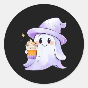 Pegatina Redonda Café dulce fantasma con una pareja de café de Hall