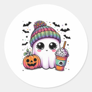 Pegatina Redonda Café dulce fantasma latte ghost boo Halloween