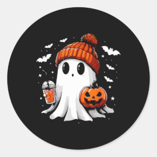 Pegatina Redonda Café dulce para beber fantasma Halloween café fant