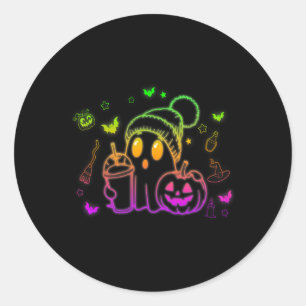 Pegatina Redonda Café dulce para beber fantasma Halloween café fant