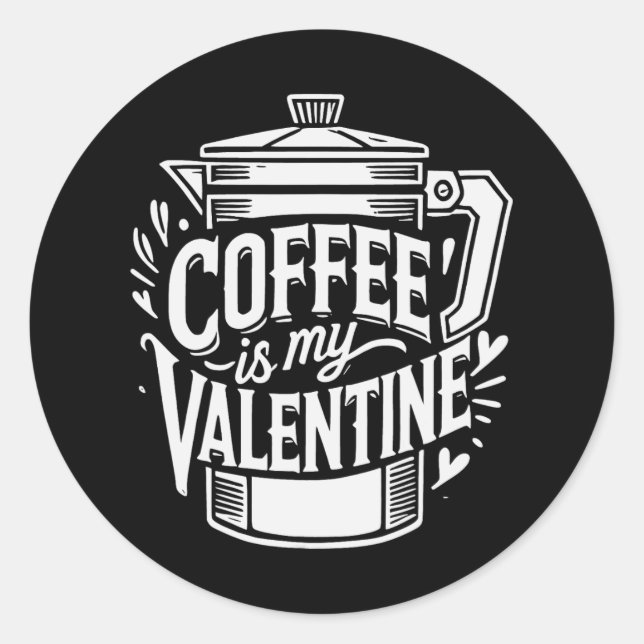 Pegatina Redonda Café Es Mi Día de San Valentín  (Anverso)