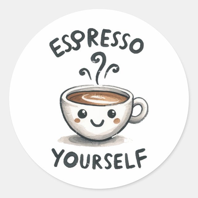 Pegatina Redonda Café Exprésate (Anverso)