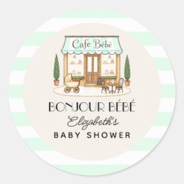 Pegatina Redonda Café Francés París Bébé Baby Shower