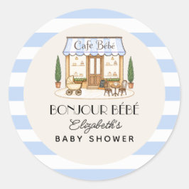 Pegatina Redonda Café Francés París Bébé Niño Baby Shower