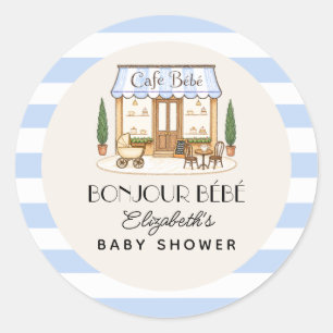 Pegatina Redonda Café Francés París Bébé Niño Baby Shower