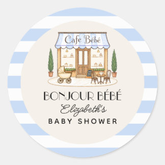 Pegatina Redonda Café Francés París Bébé Niño Baby Shower