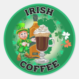 Pegatina Redonda Café Irlandés - Un Elixir.