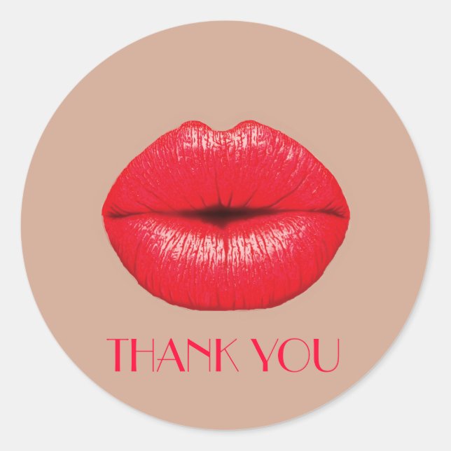 Pegatina Redonda Café Lips besar arte pop gracias (Anverso)