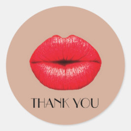 Pegatina Redonda Café Lips besar arte pop gracias