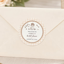 Pegatina Redonda Café Love Is Brewing Boho Beige Personalizado