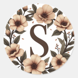 Pegatina Redonda Café Monogramado Bean Wreath