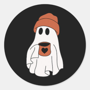 Pegatina Redonda Café para beber fantasma Funny Cofón de disfraces 