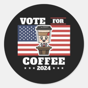 Pegatina Redonda Café para presidente, vota por café