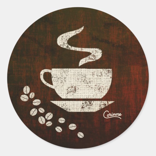 Pegatina Redonda Café - Pegatinas de sobres (Anverso)